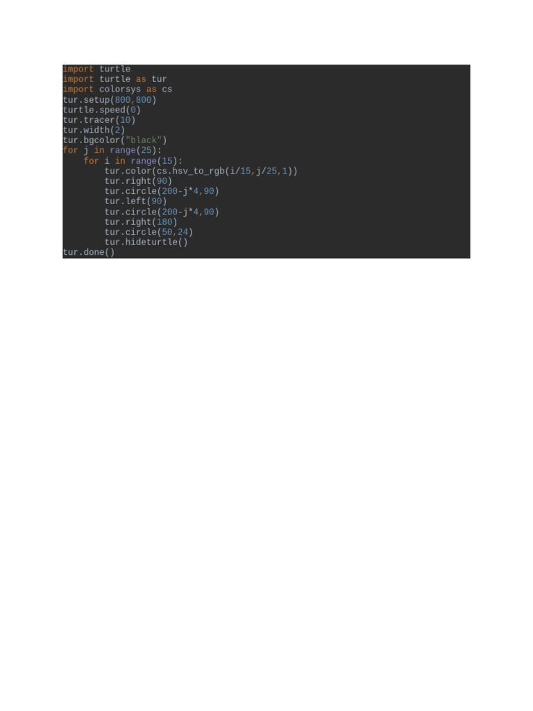 Turtle Graphics Color Pattern Code | PDF