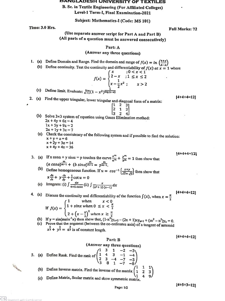 Mathematics Question Bank | PDF