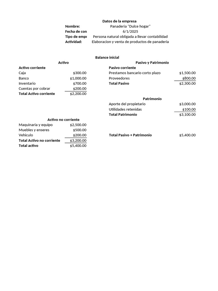 Balance Inicial | PDF