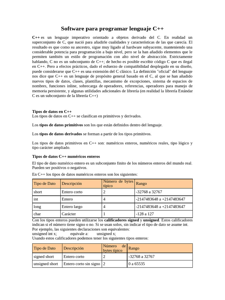 Software Para Programar Lenguaje C | PDF | C ++ | Lenguaje de programación