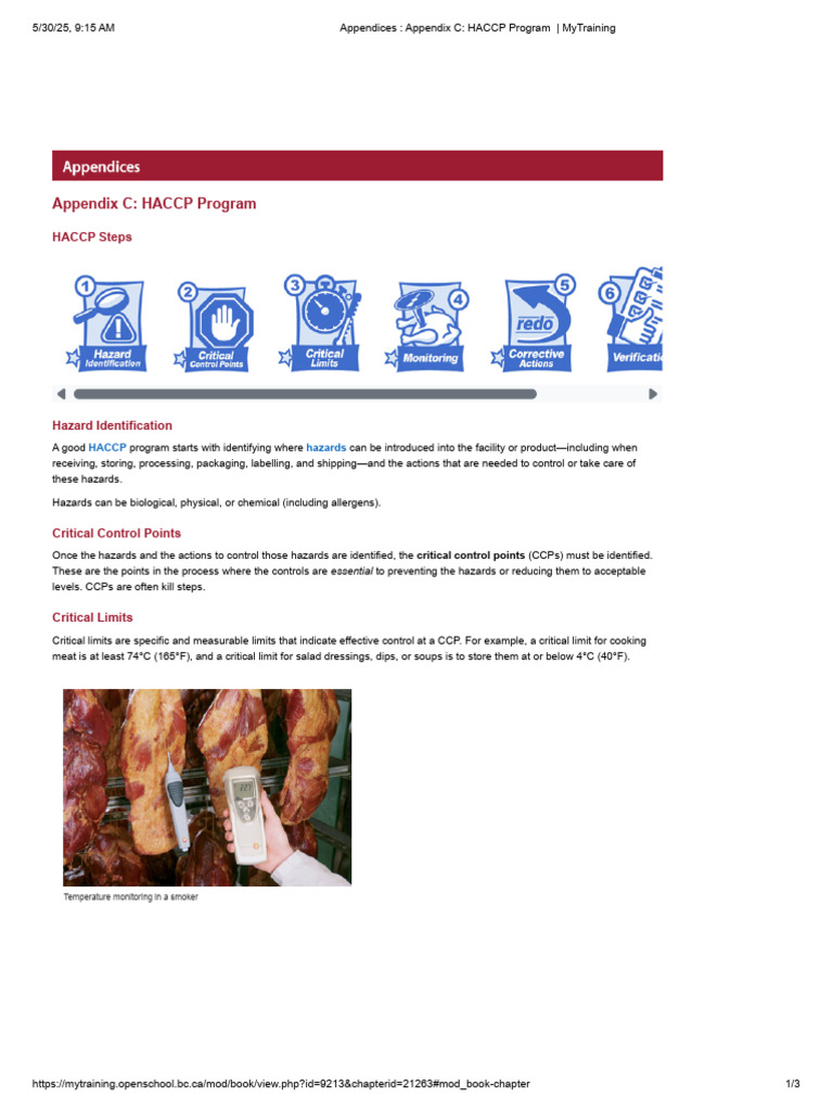 Appendices - Appendix C - HACCP Program - MyTraining | PDF | Food ...