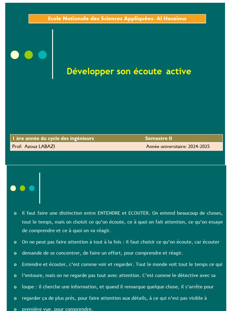 Développer l'écoute active en communication | PDF | la communication