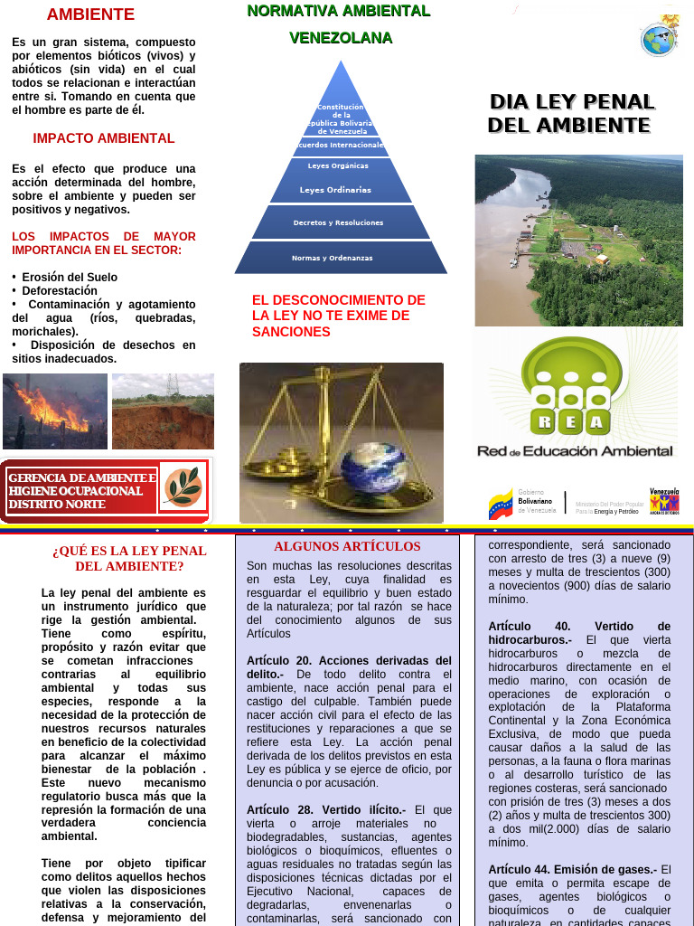 Triptico Ley Penal Del Ambiente | PDF | Entorno natural | Venezuela