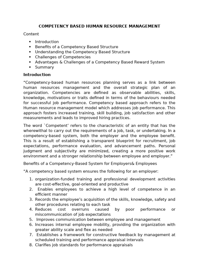 Competency-Based HR Management Guide | PDF | Employment | Performance ...