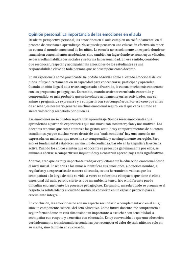 Emociones en el Aula: Clave Educativa | PDF | Salón de clases | Las ...