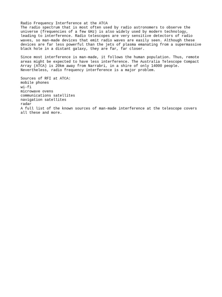 Radio Frequency Interference at ATCA | PDF