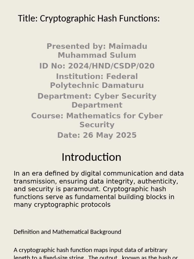 Understanding Cryptographic Hash Functions | PDF | Cryptography ...