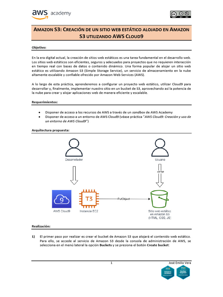 Crear sitio web estático en Amazon S3 | PDF | Servicios web de Amazon ...