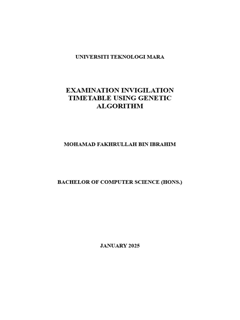 Genetic Algorithm for Exam Timetabling | PDF | Mathematical ...