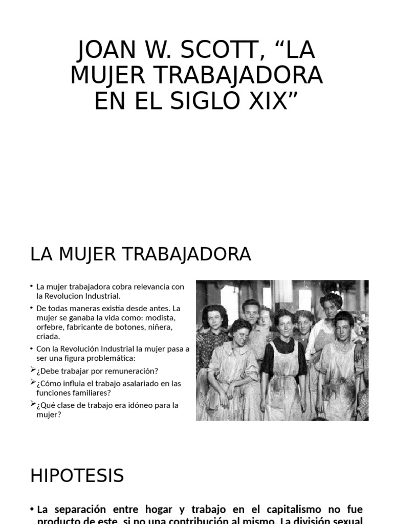 Joan W. Scott, La Mujer Trabajadora en El Siglo Xix | PDF | Mujer ...