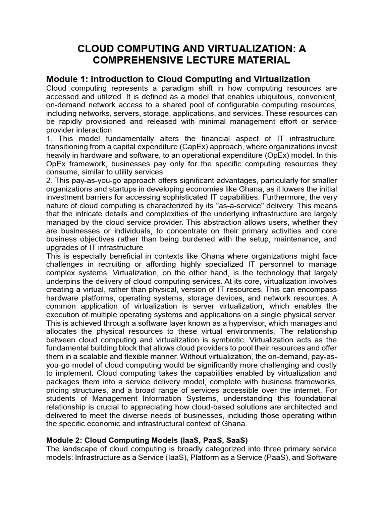 NOTES - Cloud Computing and Virtualization - NOTES | PDF | Cloud ...