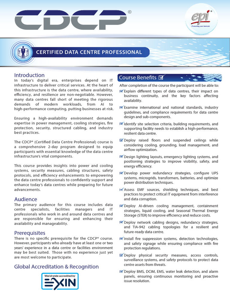 Certified Data Centre Professional Course | PDF | Data Center