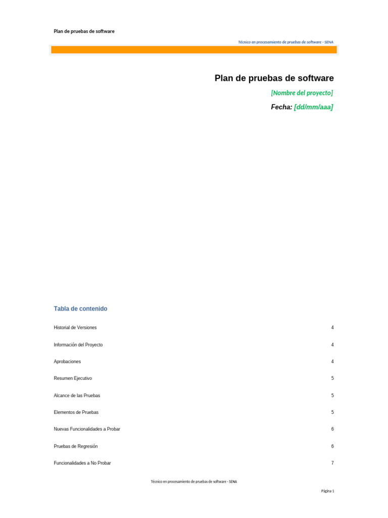 Plan de Pruebas de Software SENA | PDF | Software | Pruebas de software