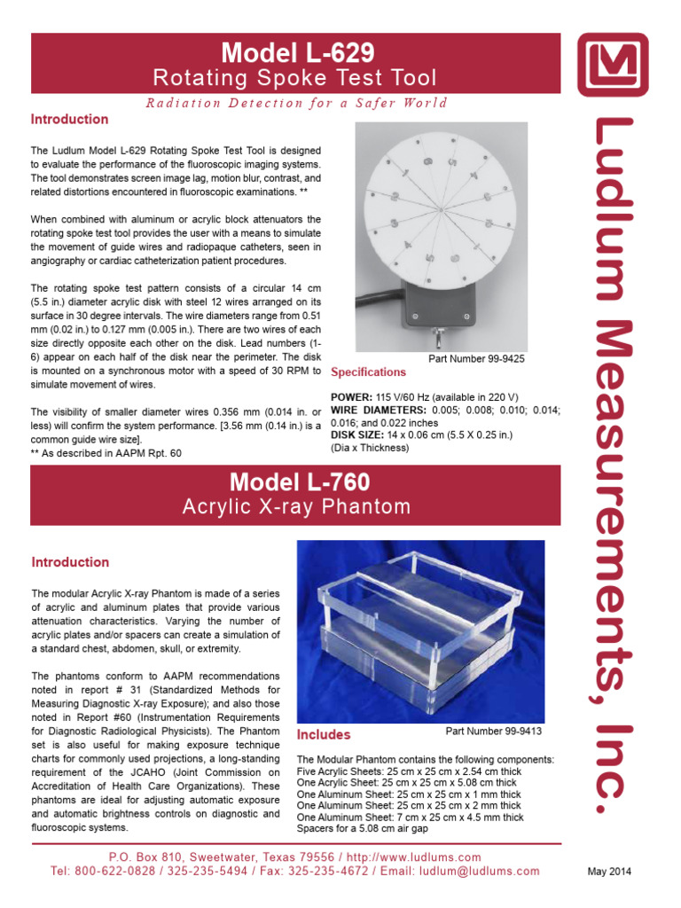 Ludlum Model L-629 Motion Test Object | PDF | Catheter | Wire