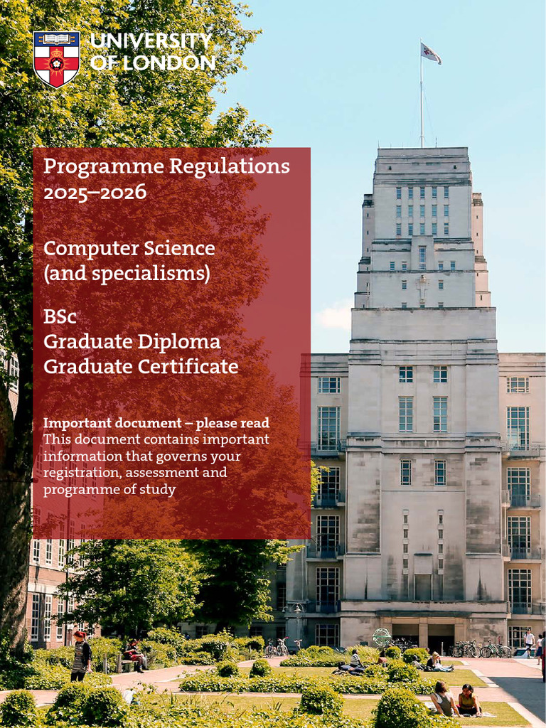 Programme Regulations 2025-2026 BSC Computer Science 1 | PDF