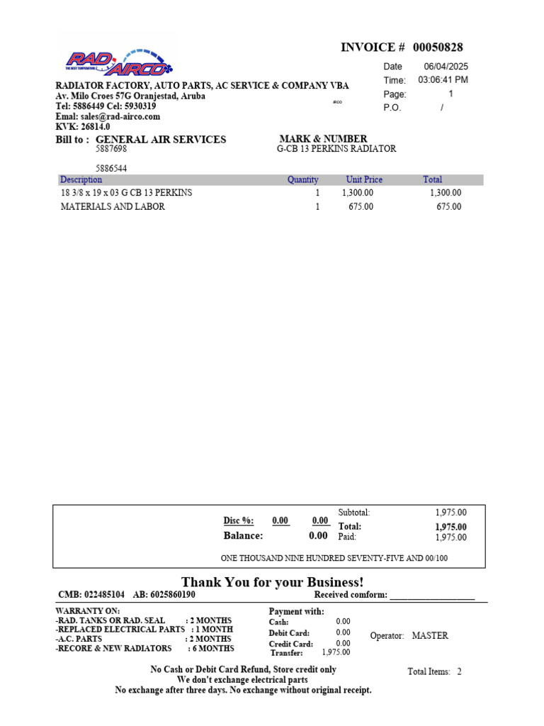 Gen Air 04 06 2025 2-Invoice Cb-13 | PDF | Banking Technology ...