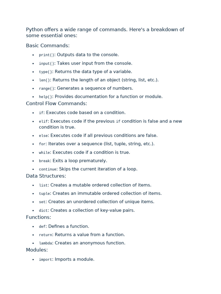 Comandos Esenciales de Python | PDF | Lenguas de Israel | Colación