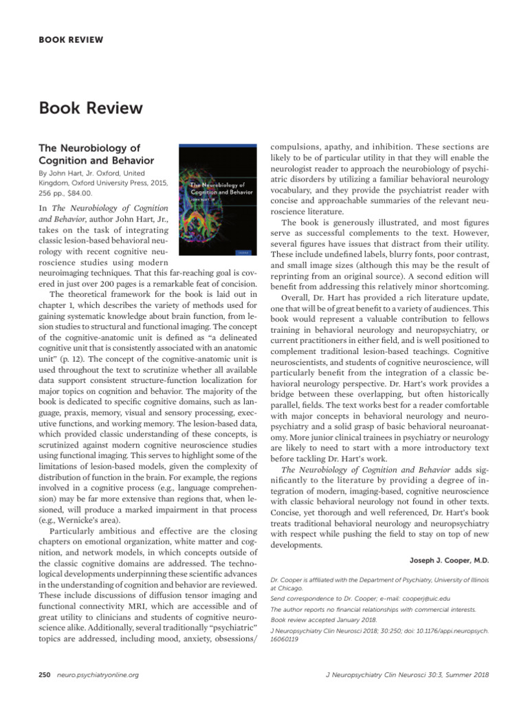 Neurobiology of Cognition Review | PDF | Neuroscience | Neuropsychiatry