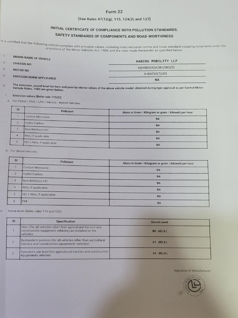 Shaikh Shakil Form 22 | PDF | Exhaust Gas | Vehicles
