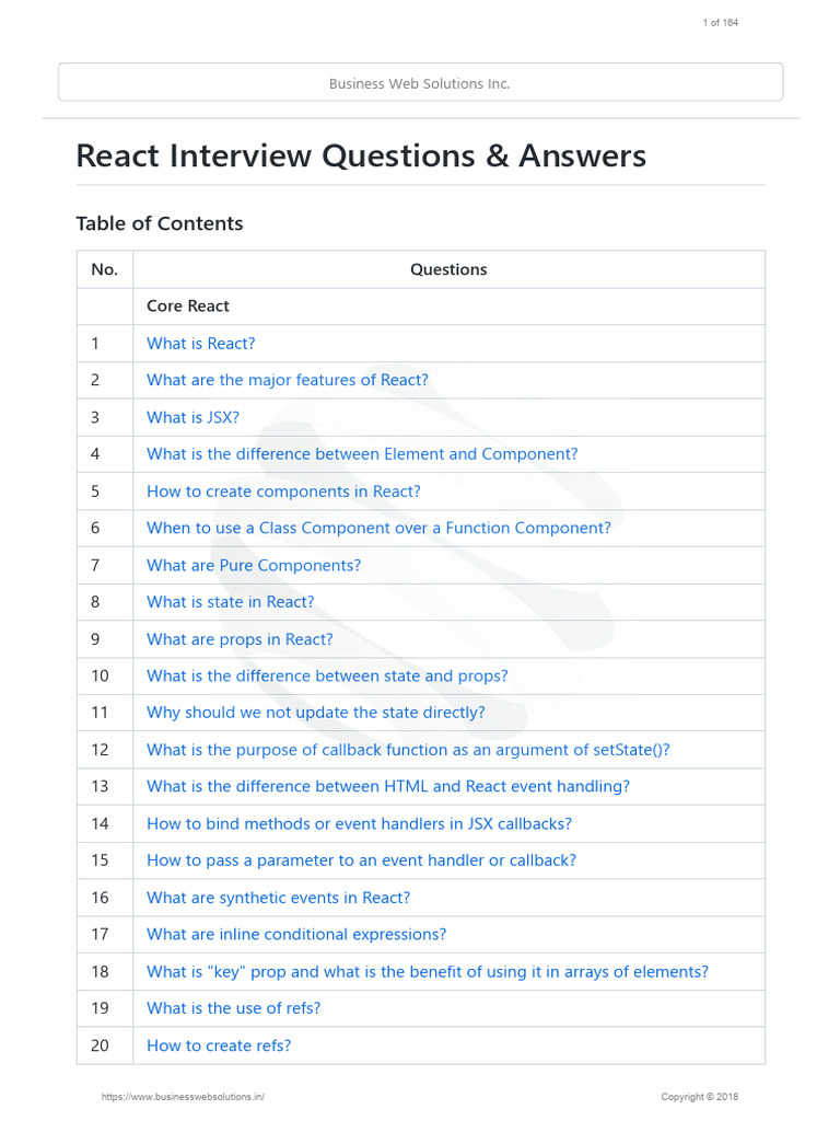 Essential React Interview Q&A Guide | PDF | Systems Architecture | Web ...