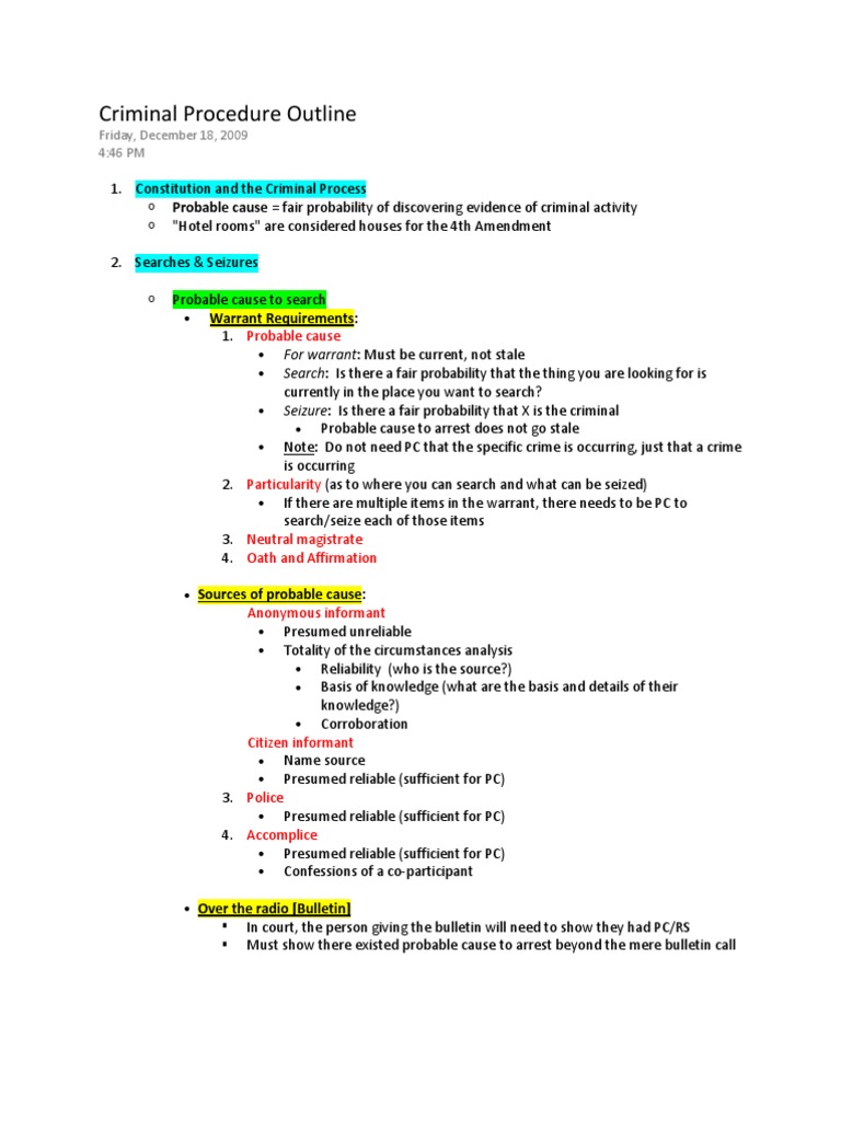 Criminal Procedure Epstein Fall 2009-1 | PDF