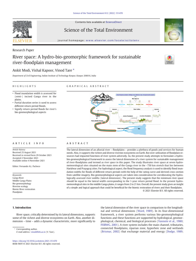 Hydro-Bio-Geomorphic Framework for Rivers | PDF | River | Flood