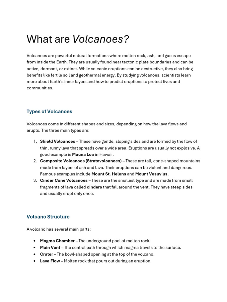Understanding Volcanoes and Eruptions | PDF | Volcano | Types Of ...