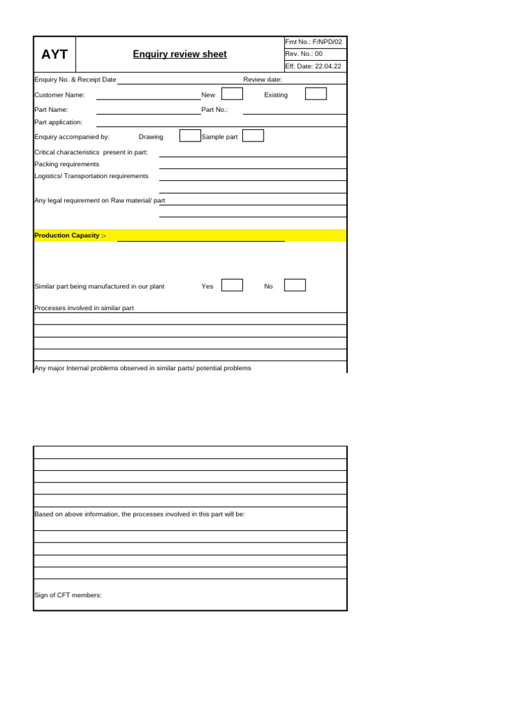Enquiry Review Sheet Template | PDF