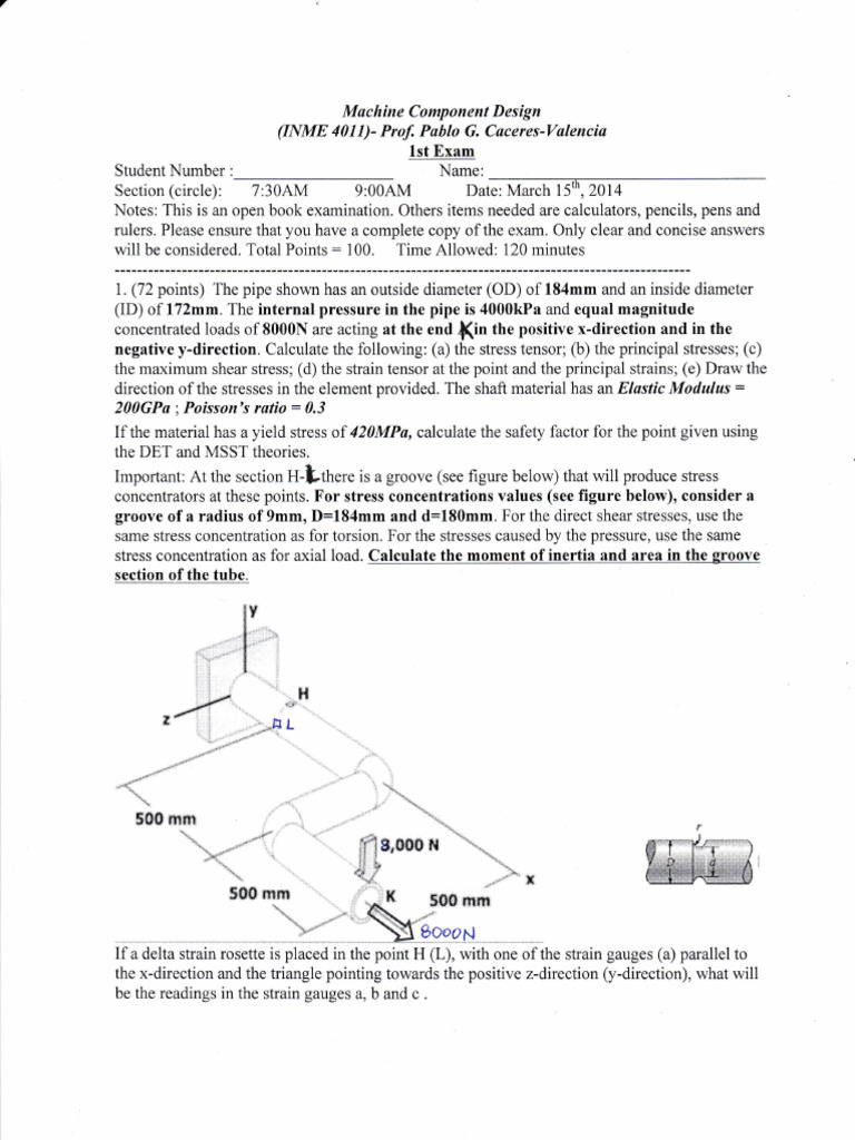 Machine Component Design Exam Questions | PDF | Stress (Mechanics ...