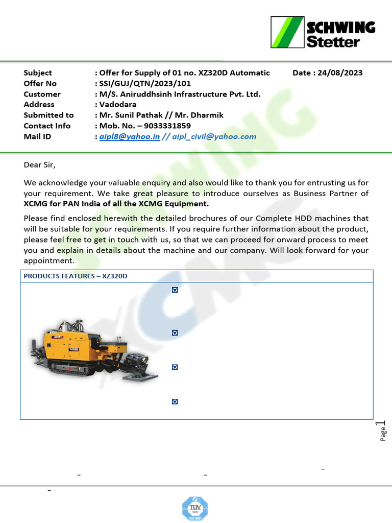 XZ320D Automatic Machine Offer Details | PDF