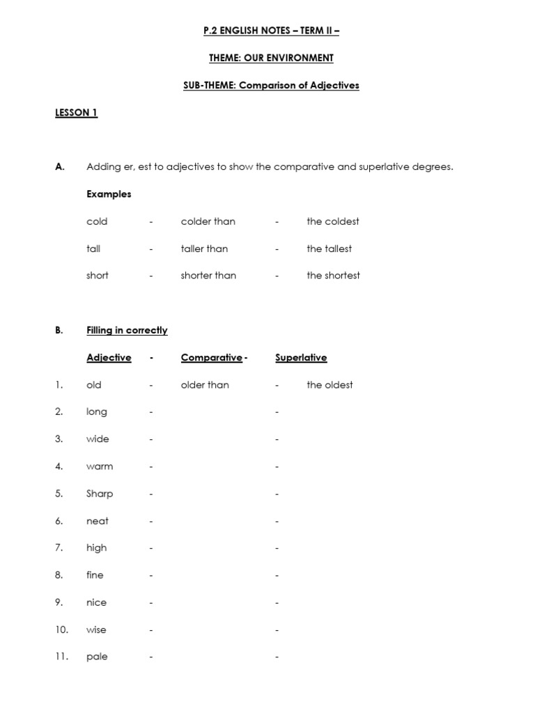 Comparison of Adjectives in English | PDF | Adverb | English Language