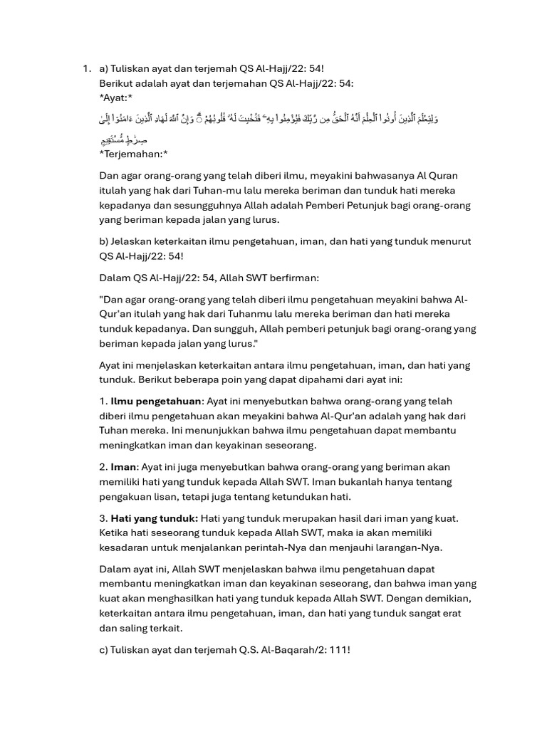 Keterkaitan Ilmu, Iman, dan Hati dalam Al-Qur'an | PDF