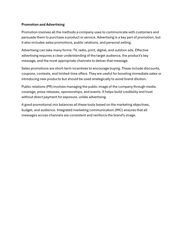 Effective Promotion and Advertising Strategies | PDF