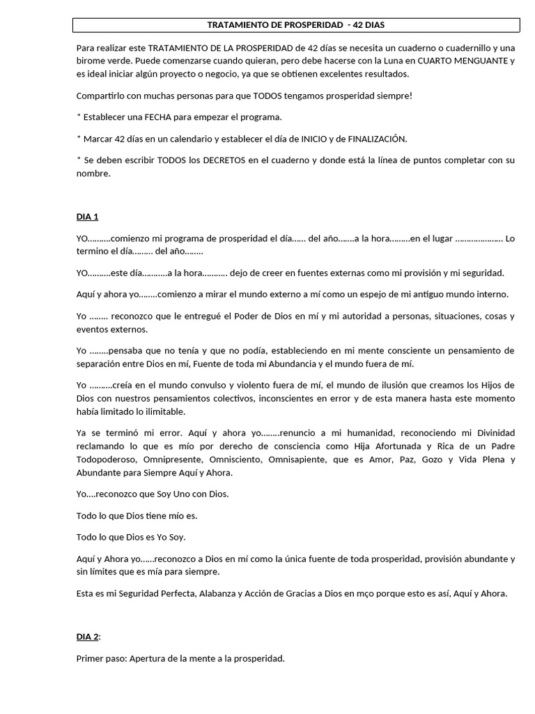 Tratamiento de Prosperidad 42 Dias | PDF | Dios | Amor