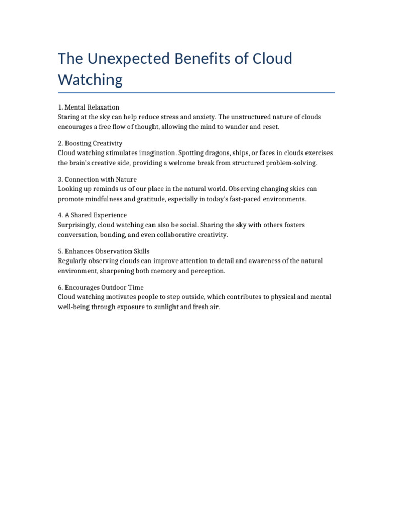 The Unexpected Benefits of Cloud Watching PDF
