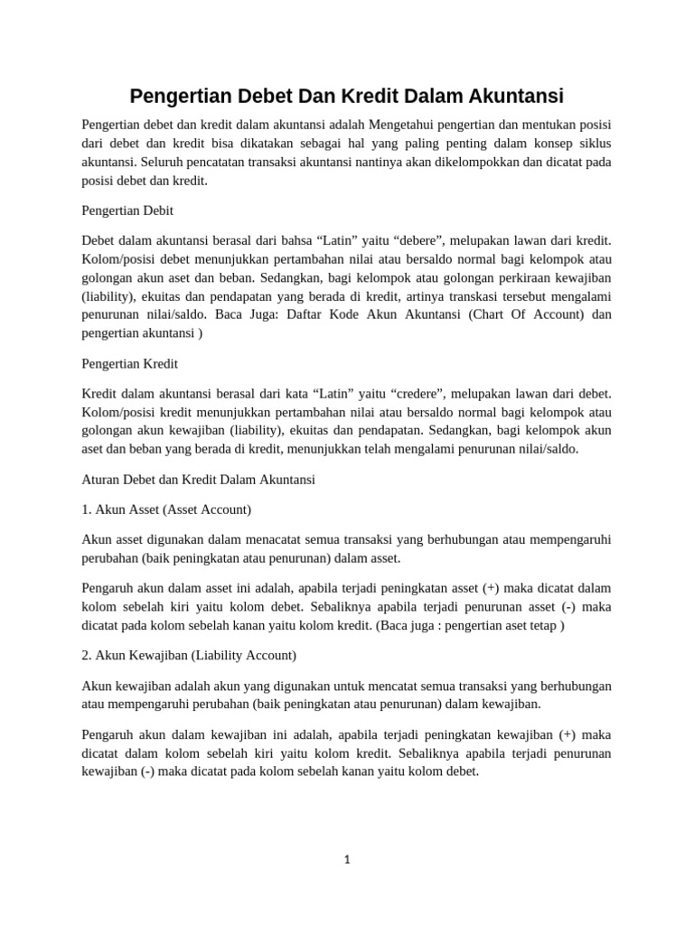 Pengertian Debet dan Kredit Akuntansi | PDF
