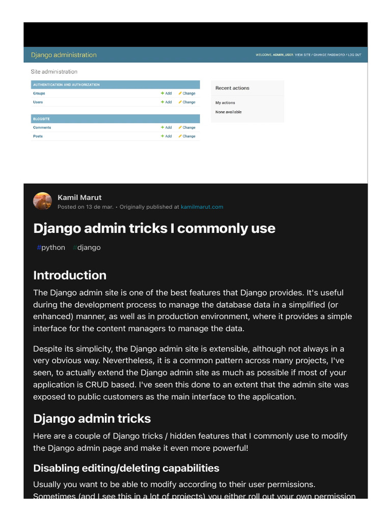 Django Admin Tricks I Commonly Use - DeV Community | PDF | Computing ...