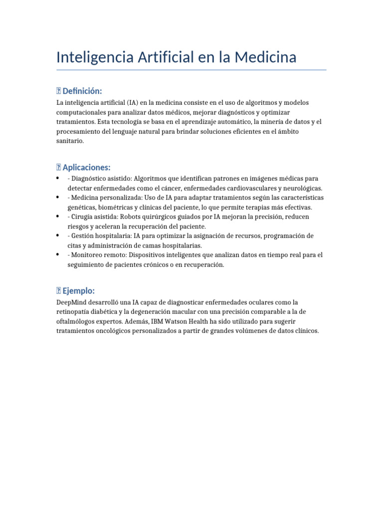 Inteligencia Artificial en La Medicina (Complementado) | PDF