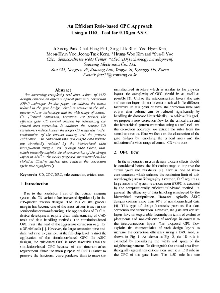 An Efficient Rule-Based OPC Approach Using A DRC Tool For 0.18 SPL Mu M ...