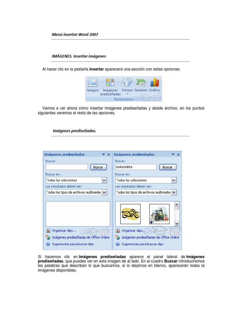 Menú Insertar Word 2007 | PDF | Point and Click | Hoja de cálculo