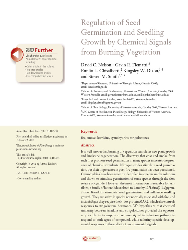 Chemical Signals in Seed Germination | PDF | N Ox | Plants