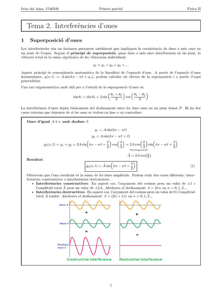 FÃ Sica II T2 ONDAS II | PDF