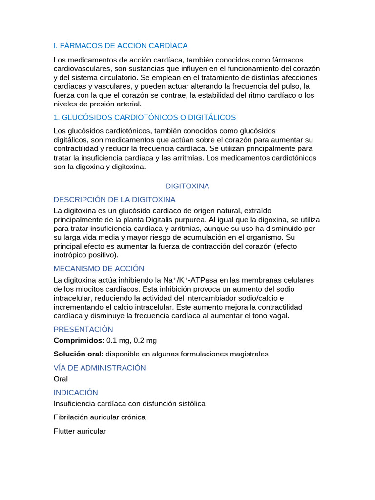 Fármacos Cardíacos: Digitoxina y Digoxina | PDF | Especialidades ...
