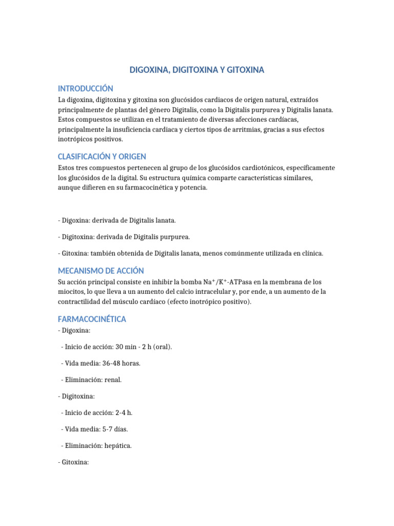 Glucósidos Cardíacos: Digoxina y Más | PDF