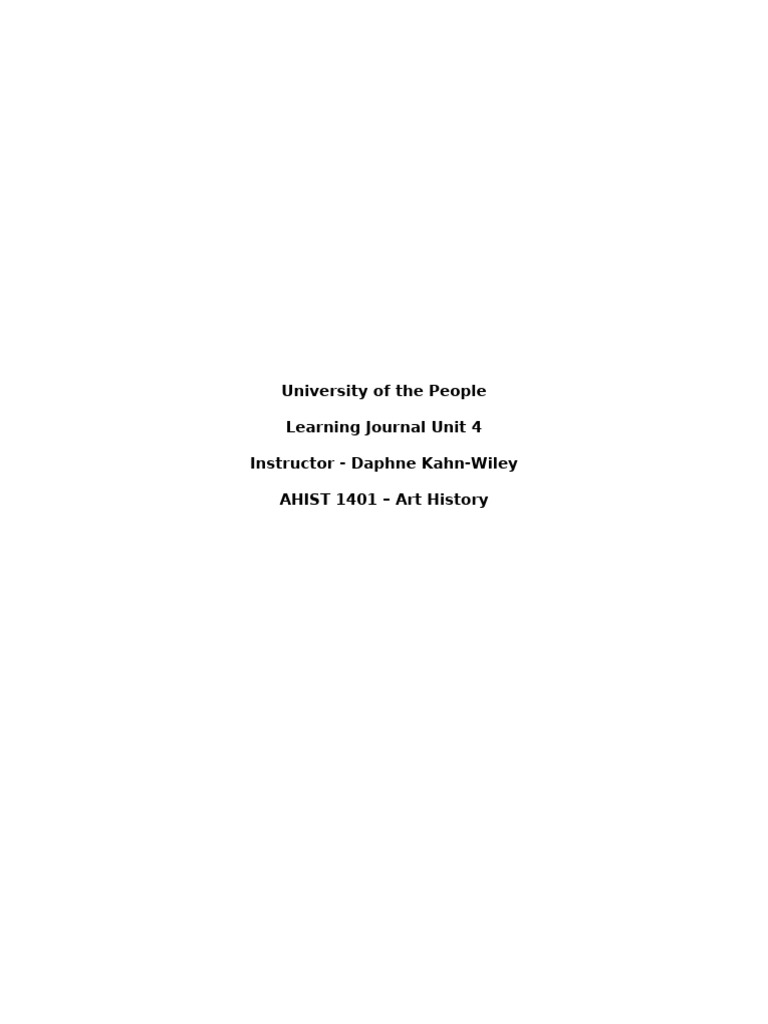 AHIST 1401 - Learning Journal Unit 4 | PDF | Baroque | Renaissance