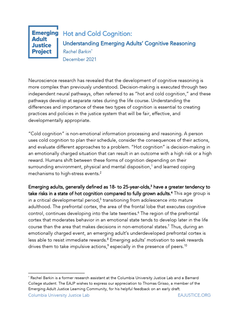 Hot and Cold Cognition | PDF | Prefrontal Cortex | Decision Making