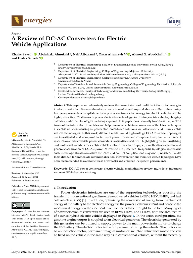 Review of DC-AC Converters for EVs | PDF | Power Inverter | Power ...