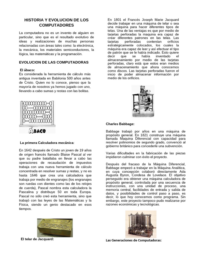 Taller Historia y Evolucion de Los Computadores 2 | PDF | Bienes ...
