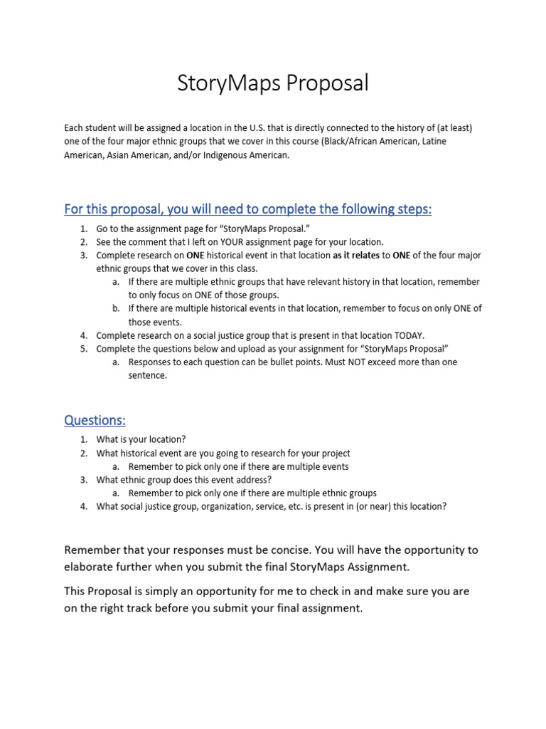 StoryMaps Proposal for Ethnic History | PDF