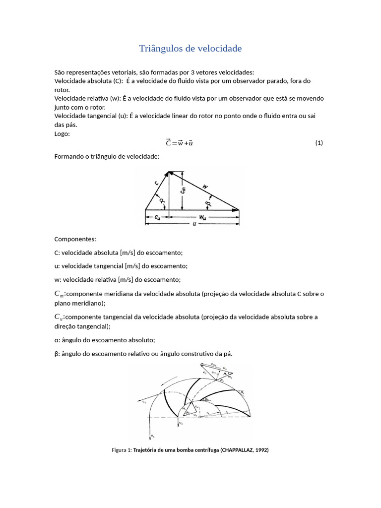 Triângulo de Velocidade em Turbomáquinas | PDF